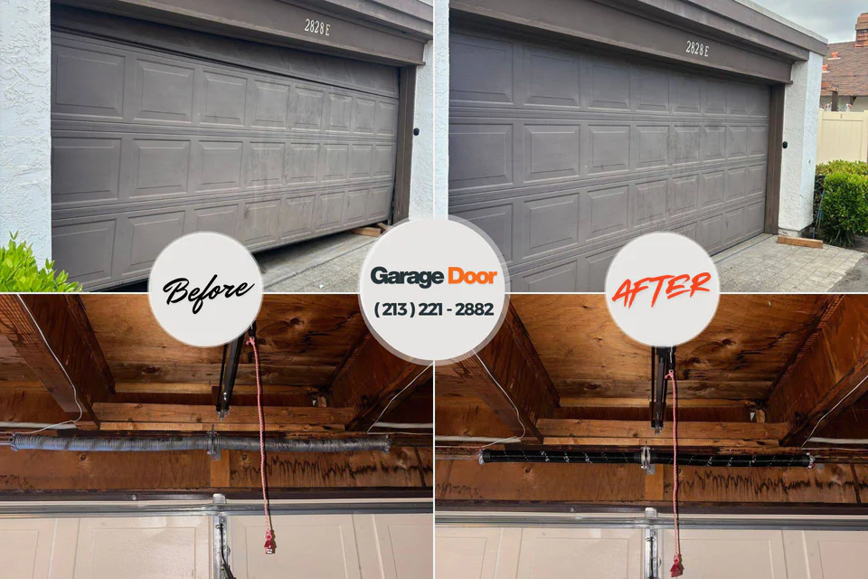 Before and after: garage door repair Mountain City, TN